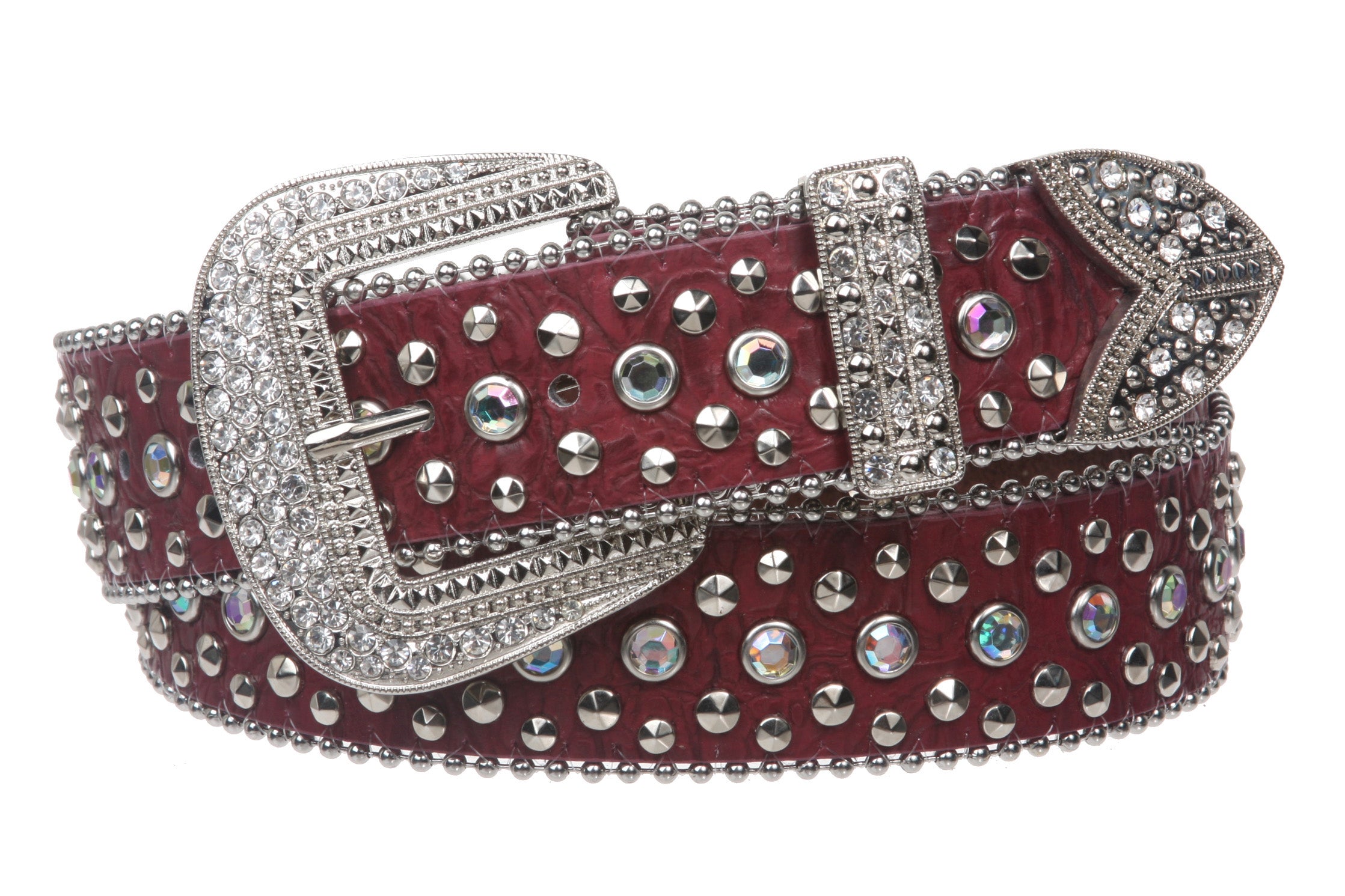 Snap On Western Cowgirl Alligator Rhinestone Studded Leather Belt - OnlineBelts