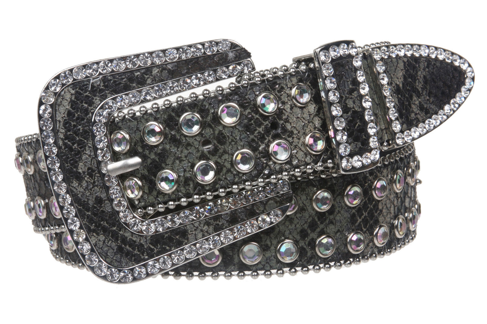 Snap On Western Cowgirl Snake Texture Leather Belt - OnlineBelts