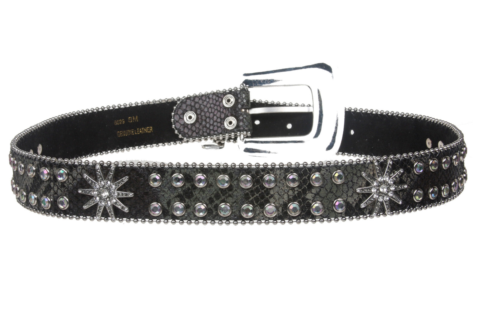 Snap On Western Cowgirl Snake Texture Leather Belt - OnlineBelts