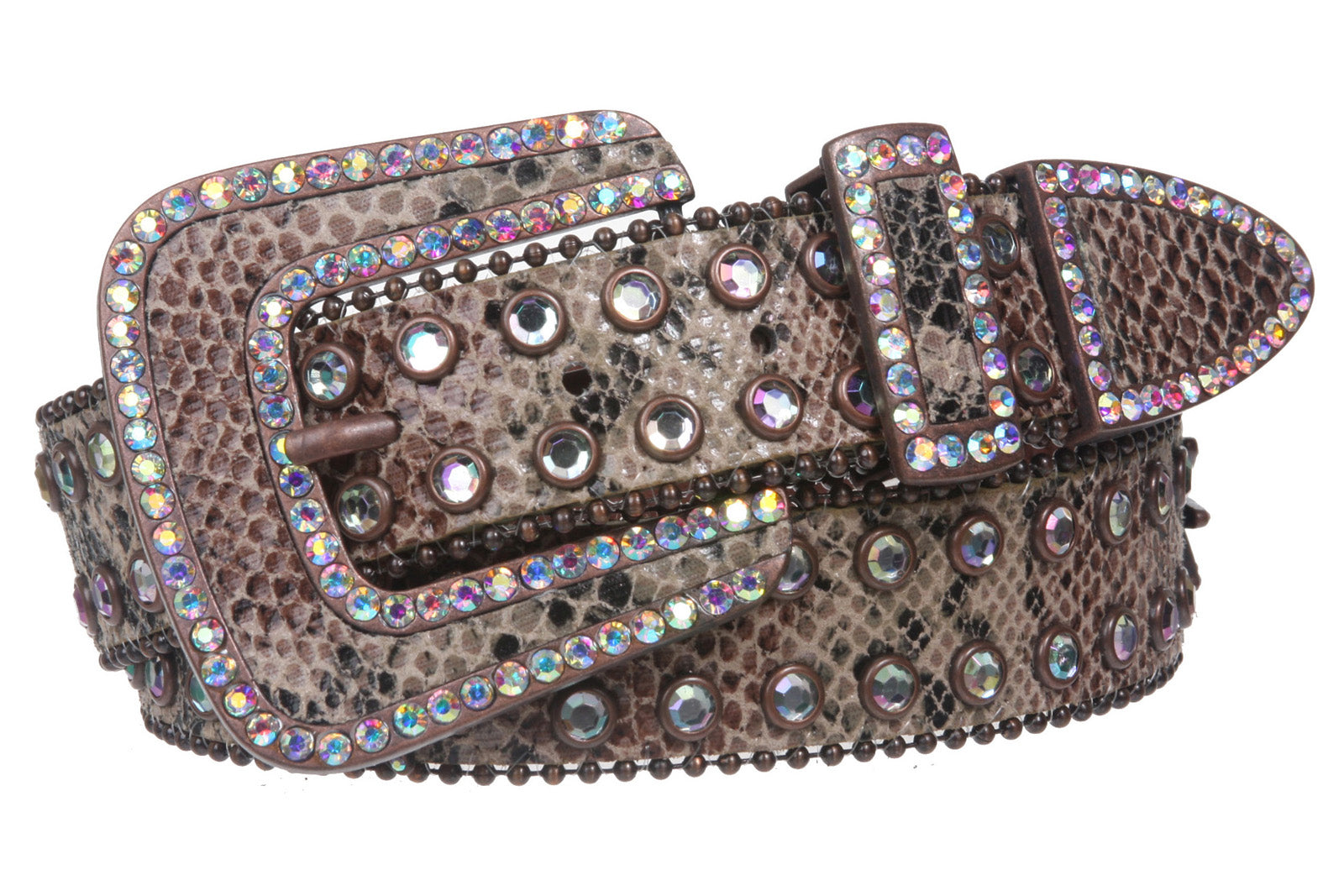 Snap On Western Cowgirl Snake Texture Leather Belt - OnlineBelts