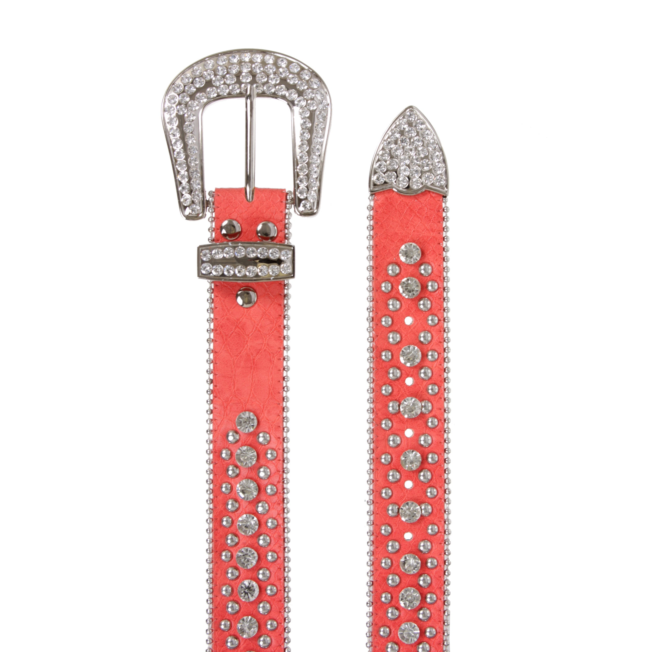 Women's Western Cowgirl Alligator Rhinestone Studded Leather Belt - OnlineBelts