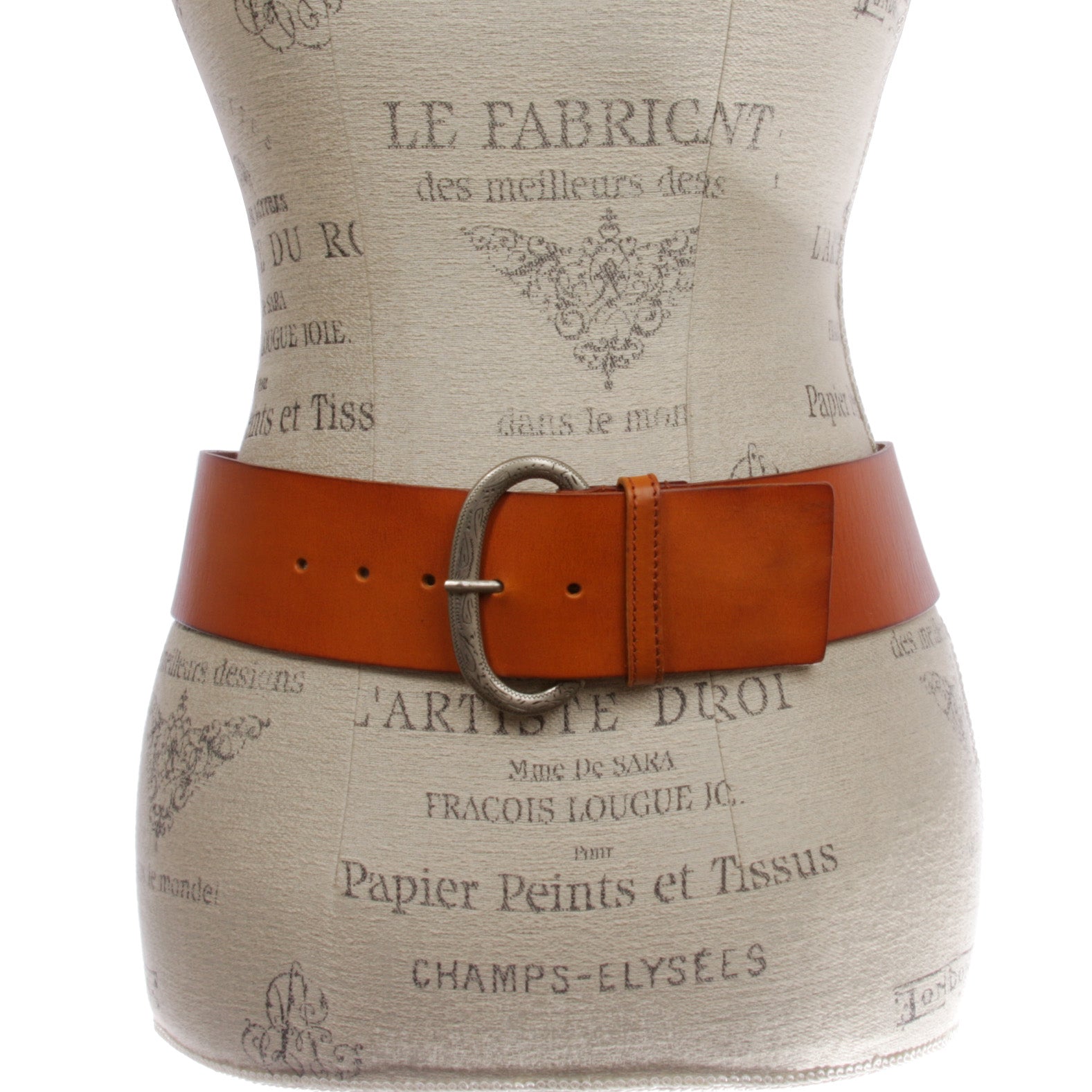 Ladies Plain Contour Wide Belt with Engraving Detailing Buckle - OnlineBelts