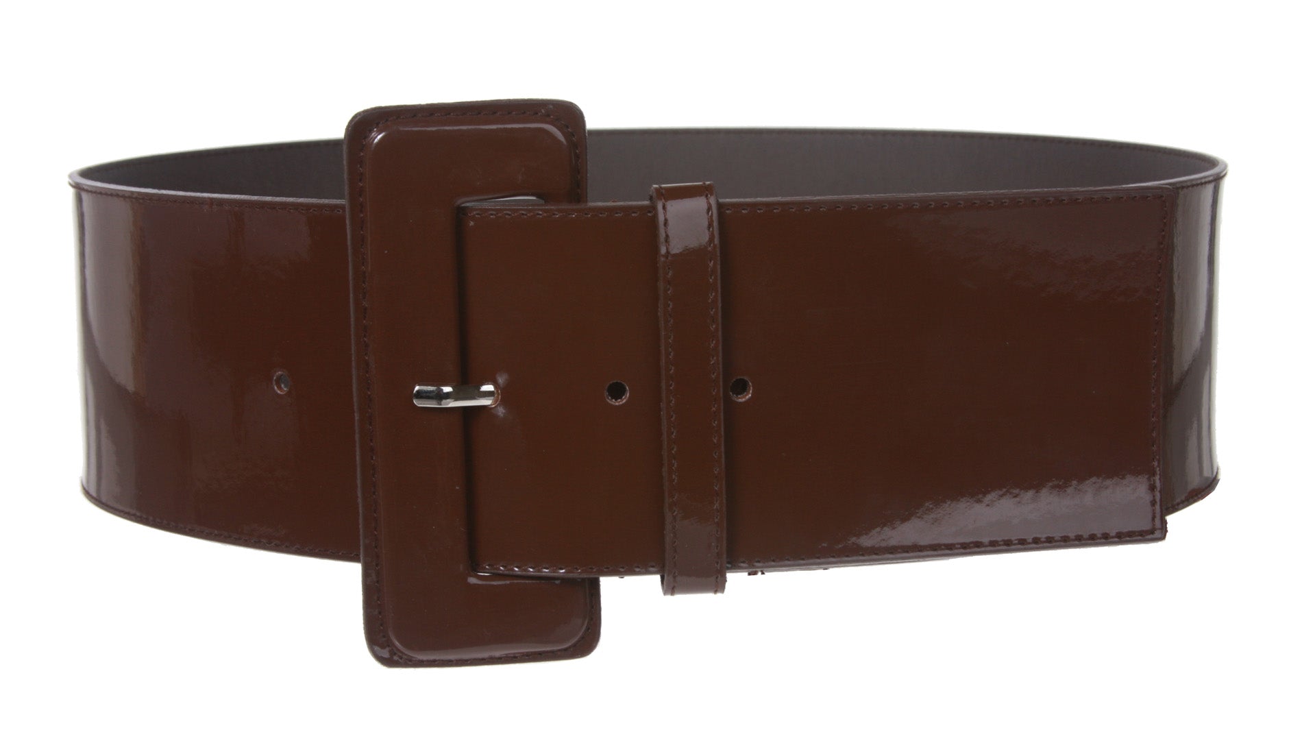 Ladies High Waist Wide Patent Fashion Plain Leather Belt - OnlineBelts