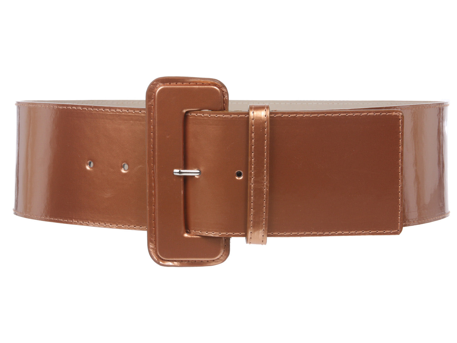 Ladies High Waist Wide Patent Fashion Plain Leather Belt - OnlineBelts