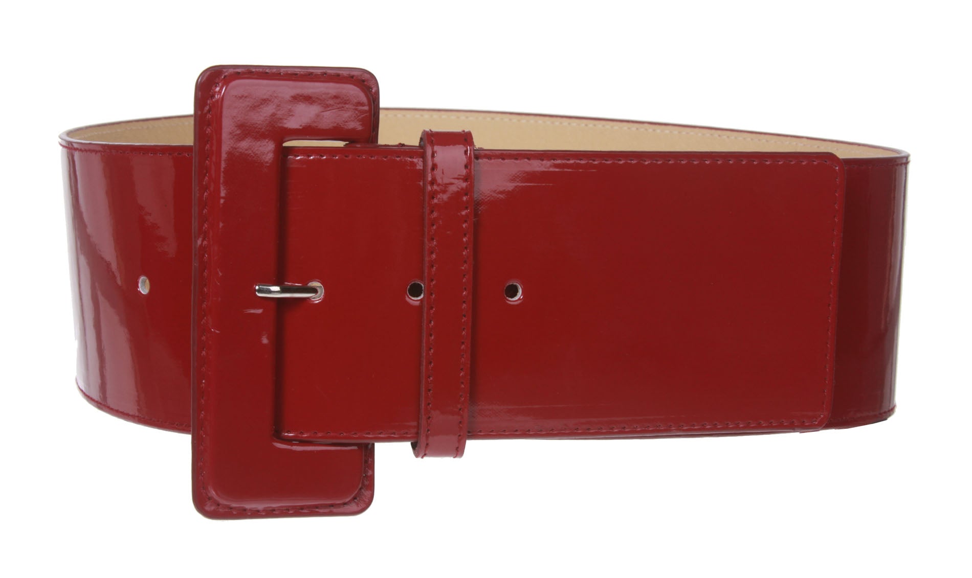 Ladies High Waist Wide Patent Fashion Plain Leather Belt - OnlineBelts