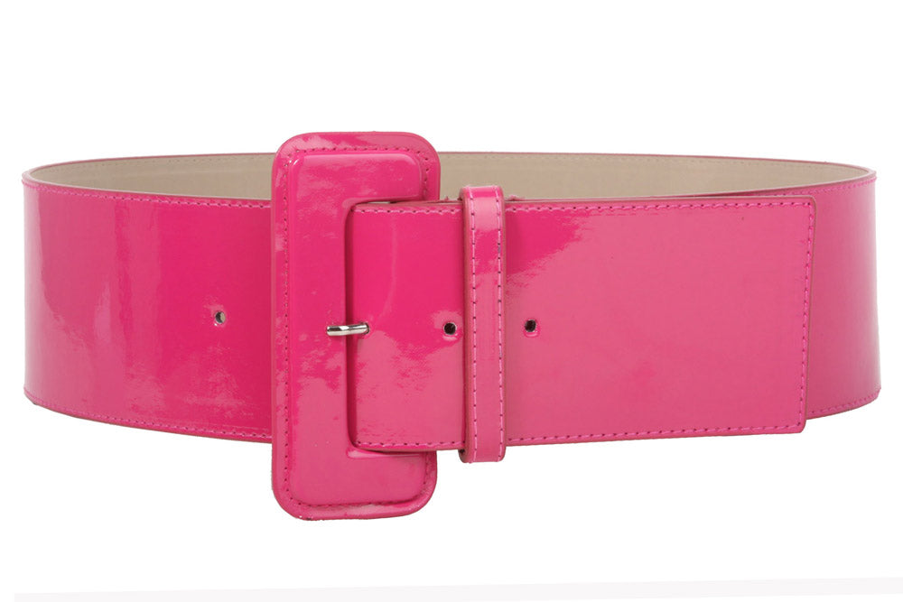 Ladies High Waist Wide Patent Fashion Plain Leather Belt - OnlineBelts