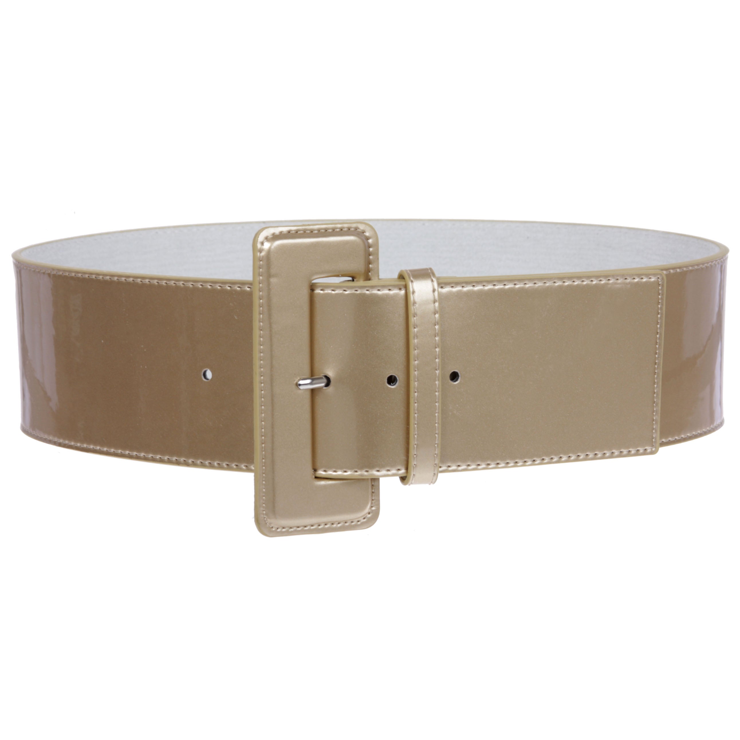 Ladies High Waist Wide Patent Fashion Plain Leather Belt - OnlineBelts