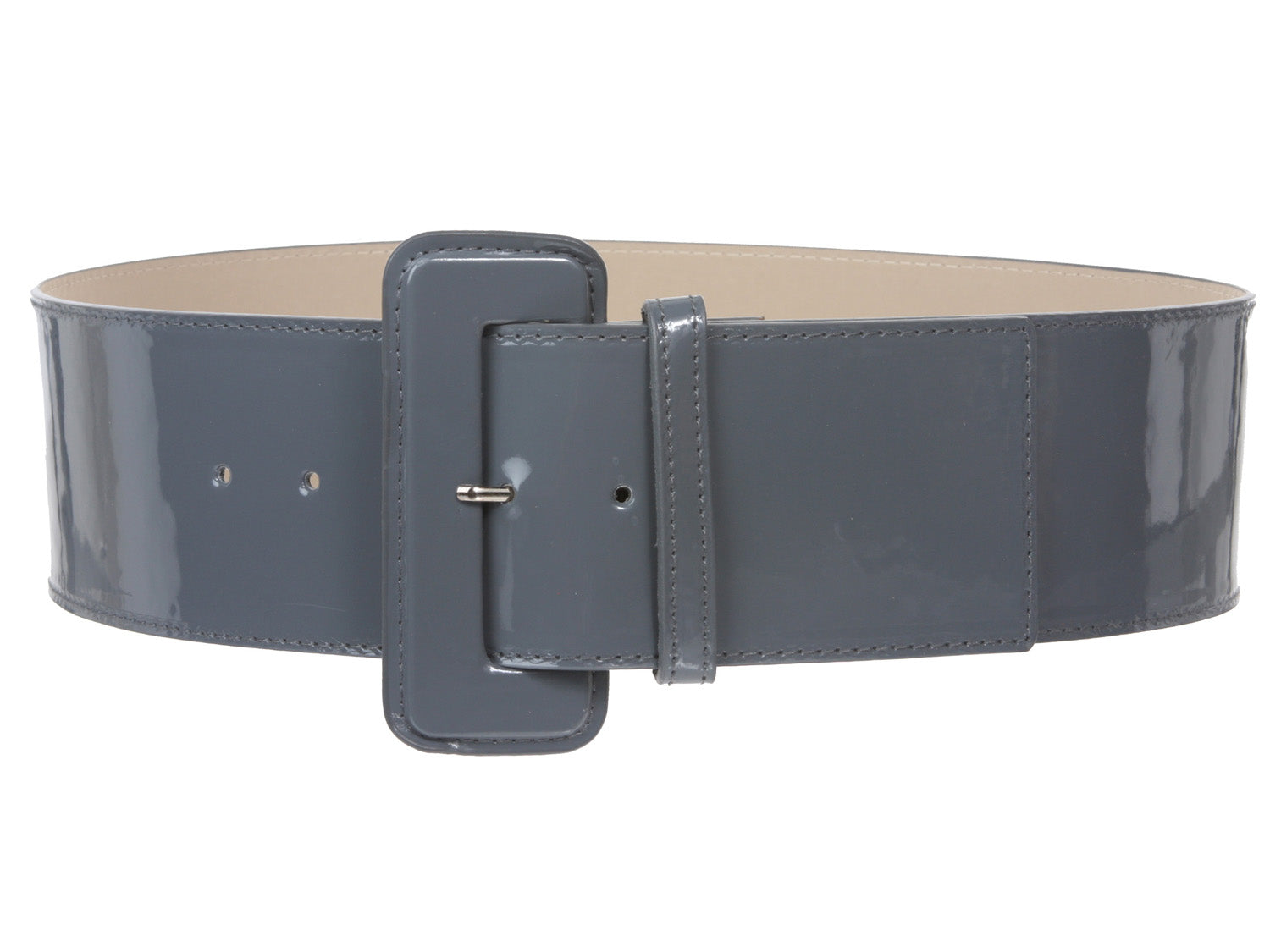 Ladies High Waist Wide Patent Fashion Plain Leather Belt - OnlineBelts