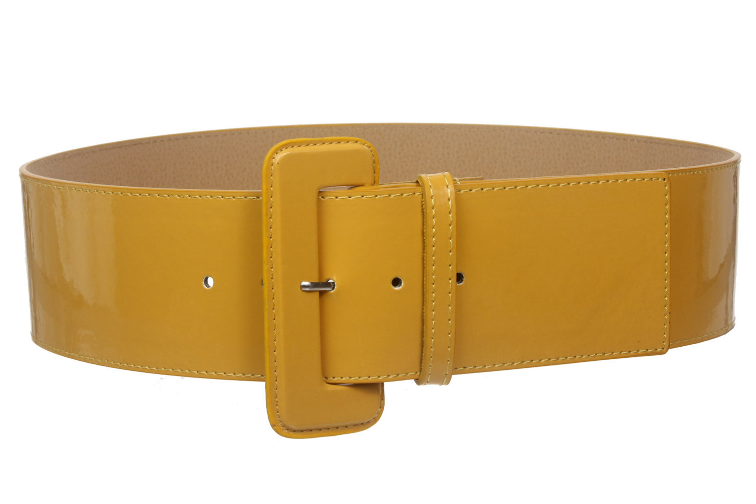 Ladies High Waist Wide Patent Fashion Plain Leather Belt - OnlineBelts
