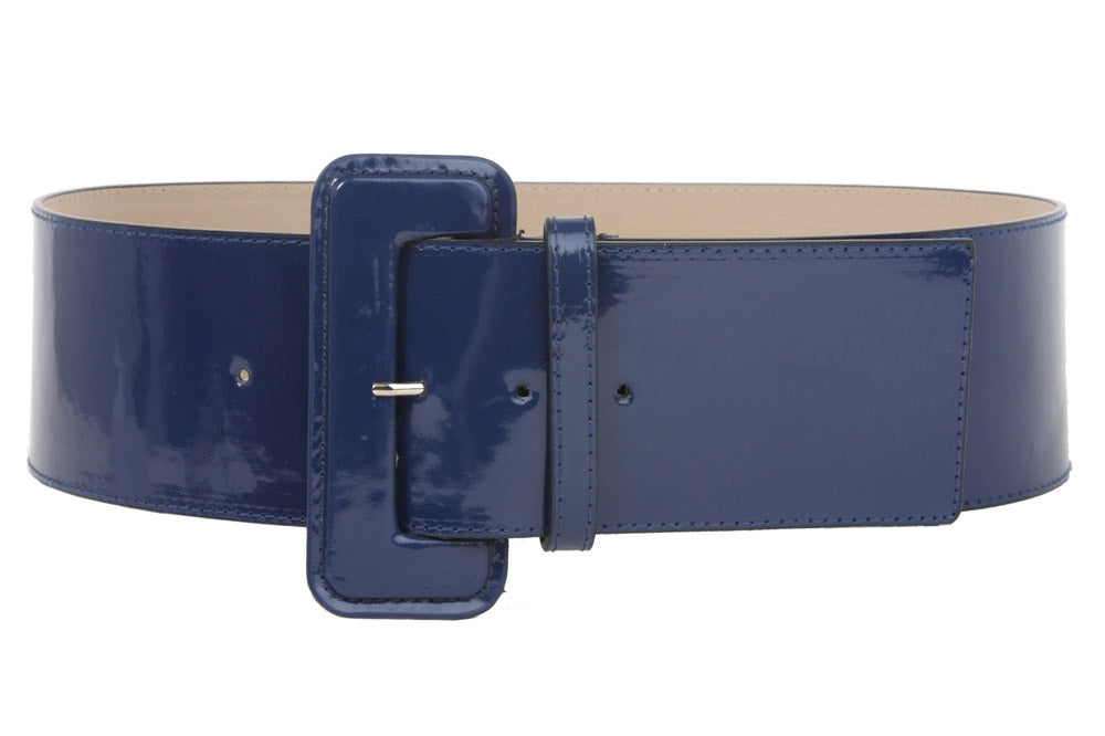 Ladies High Waist Wide Patent Fashion Plain Leather Belt - OnlineBelts