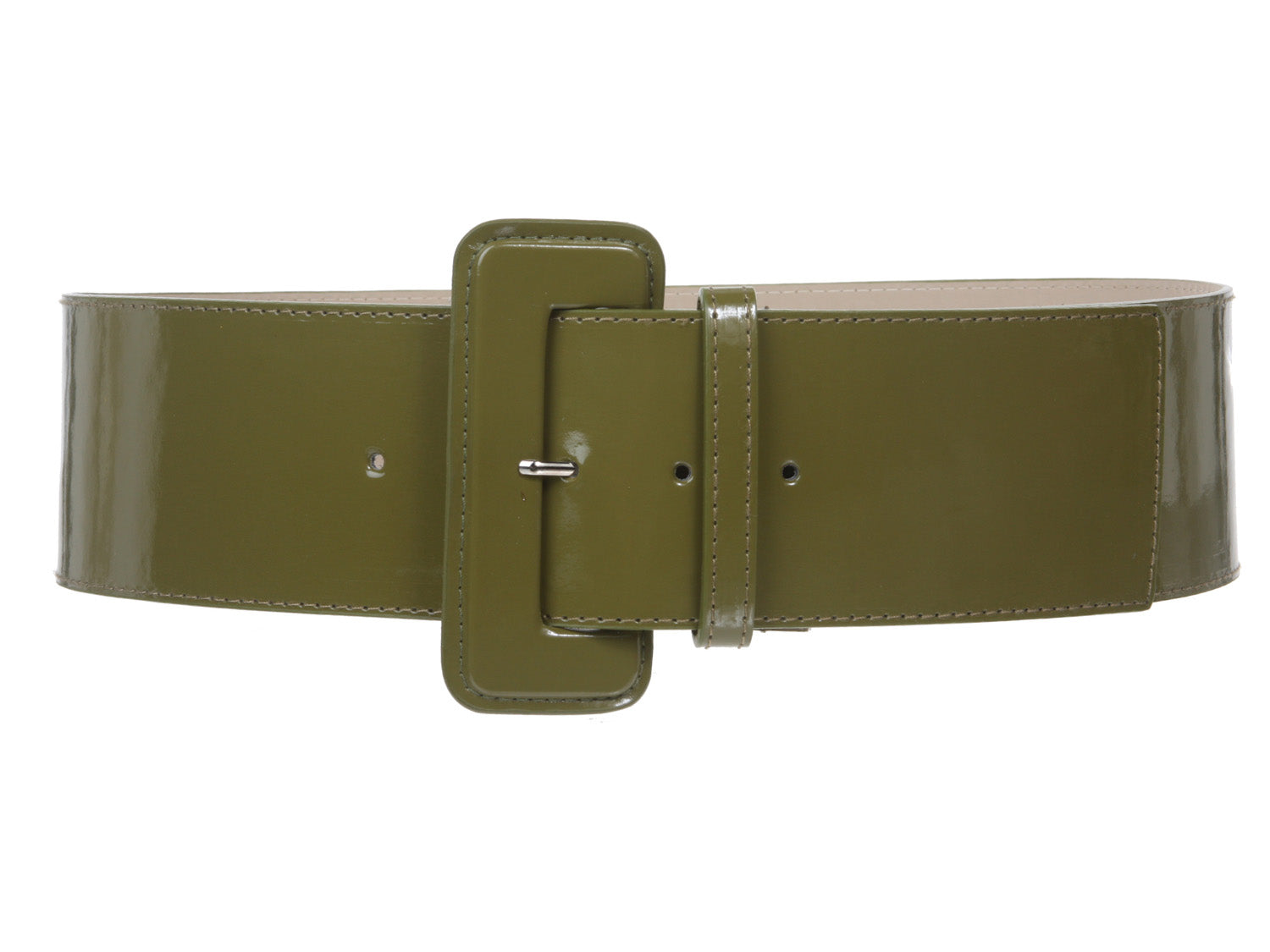 Ladies High Waist Wide Patent Fashion Plain Leather Belt - OnlineBelts