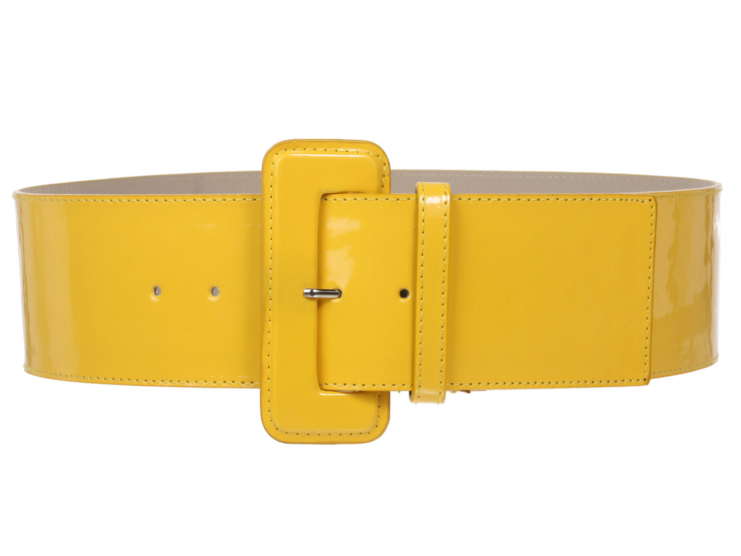 Ladies High Waist Wide Patent Fashion Plain Leather Belt - OnlineBelts