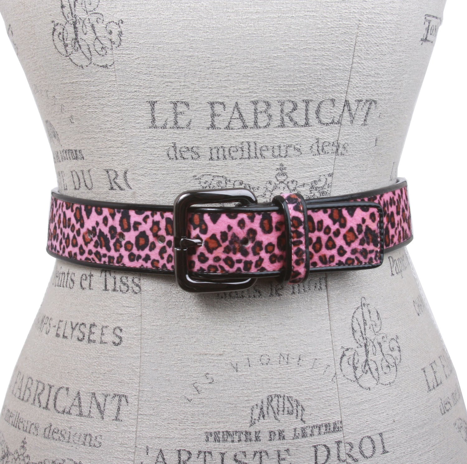 Women's Patent Leather Animal Faux Leopard Fur Fashion Belt - OnlineBelts