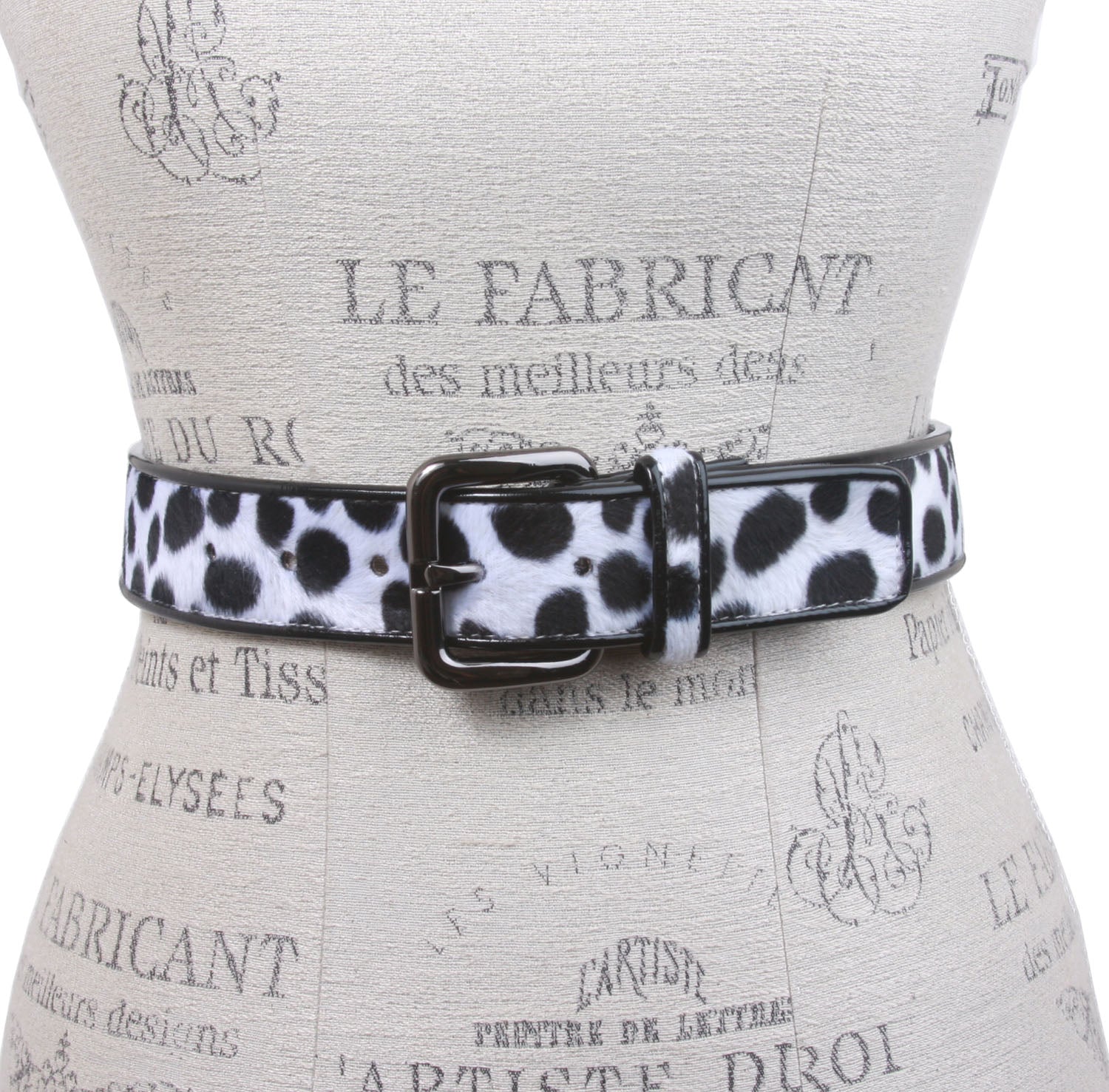 Women's Patent Leather Animal Faux Leopard Fur Fashion Belt - OnlineBelts