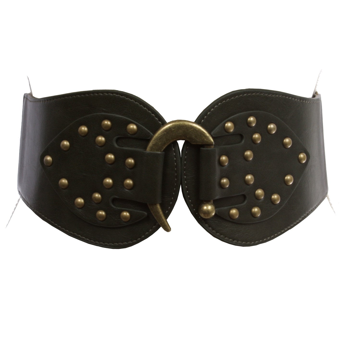 Women's 4" Wide High Waist Elastic Stretchy Studded Hook Belt - OnlineBelts