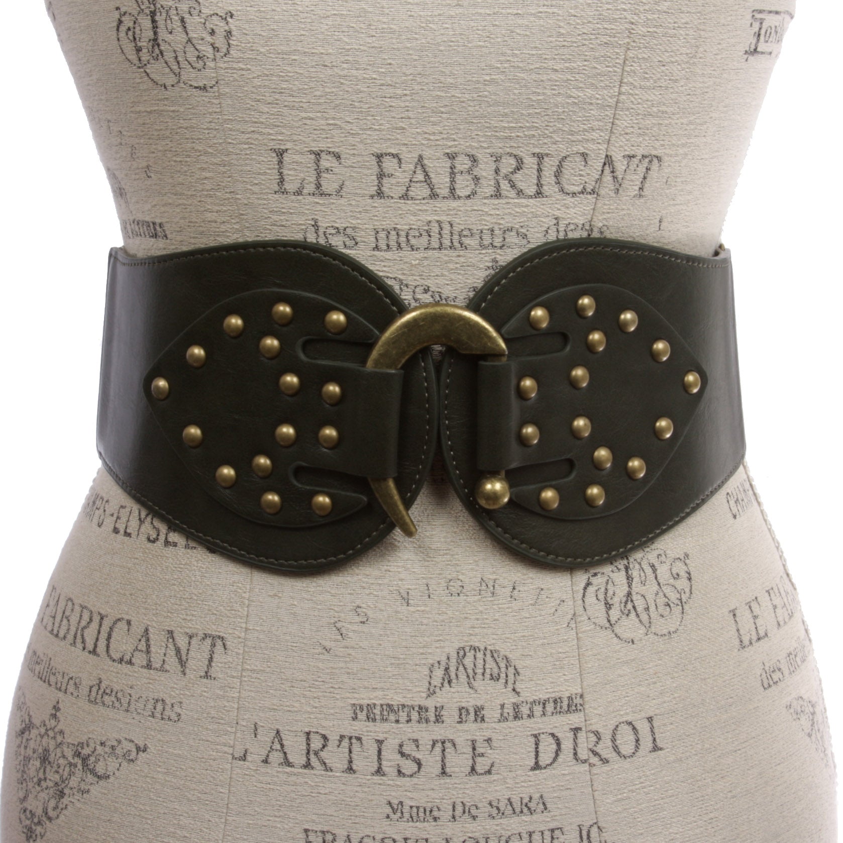 Women's 4" Wide High Waist Elastic Stretchy Studded Hook Belt - OnlineBelts