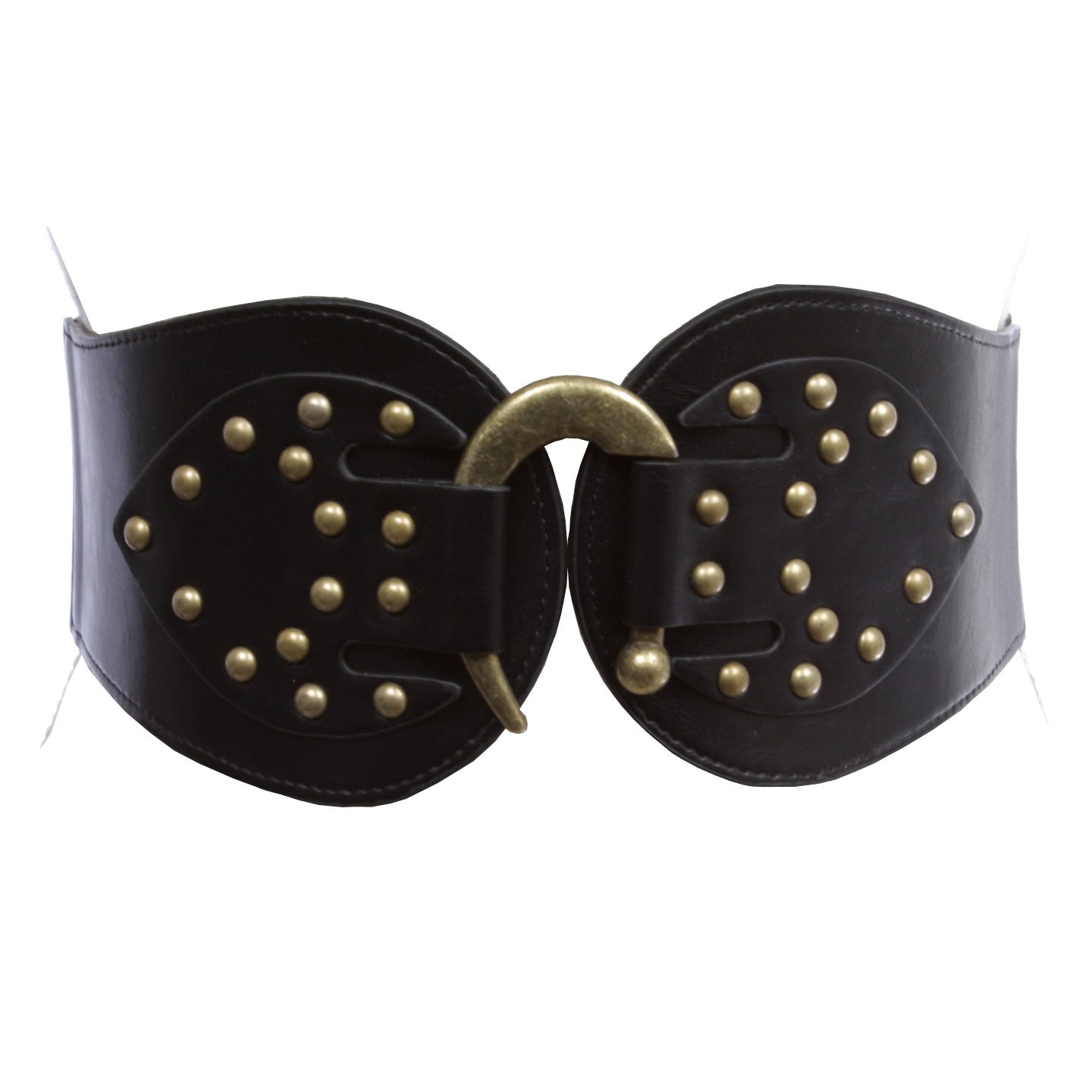 Women's 4" Wide High Waist Elastic Stretchy Studded Hook Belt - OnlineBelts