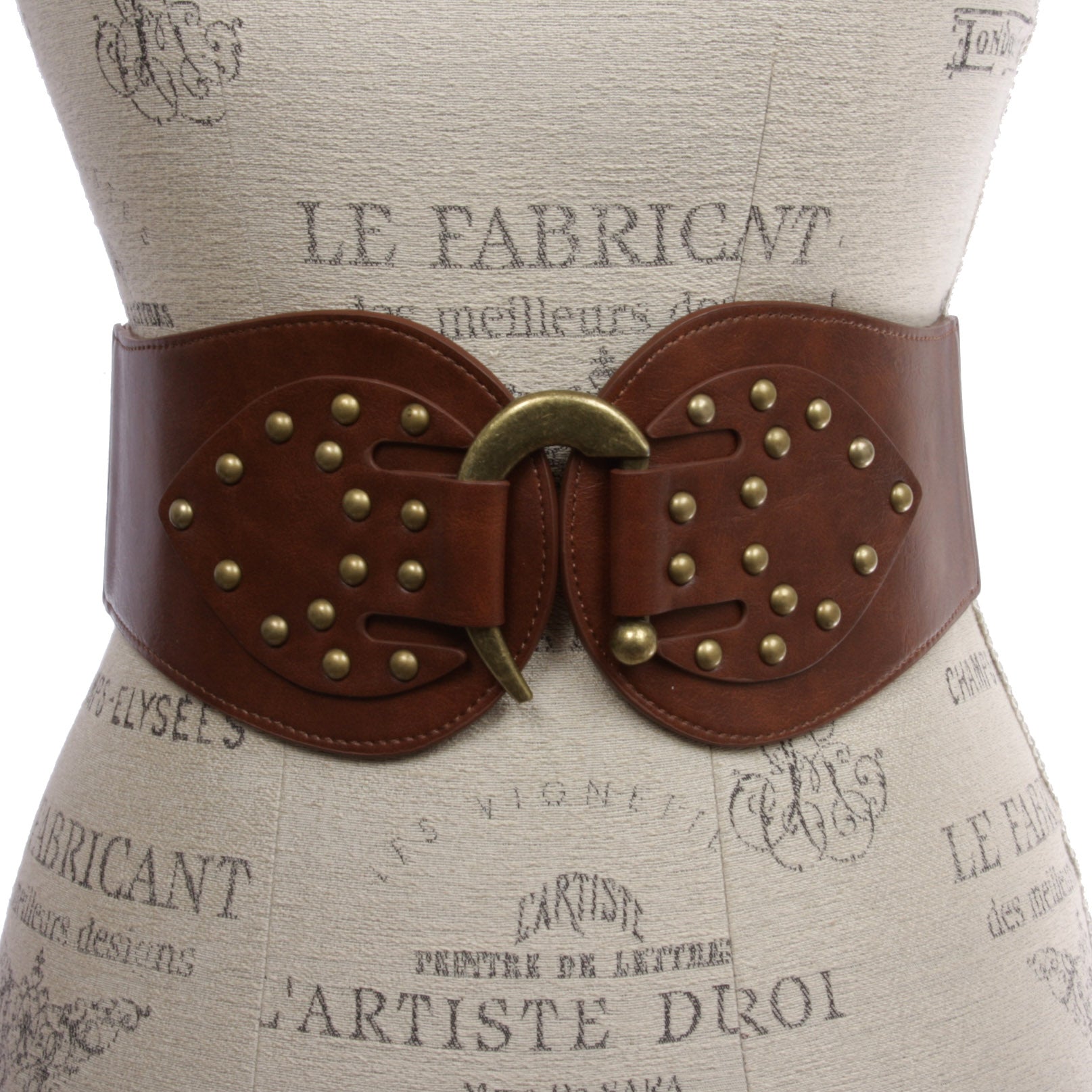 Women's 4" Wide High Waist Elastic Stretchy Studded Hook Belt - OnlineBelts