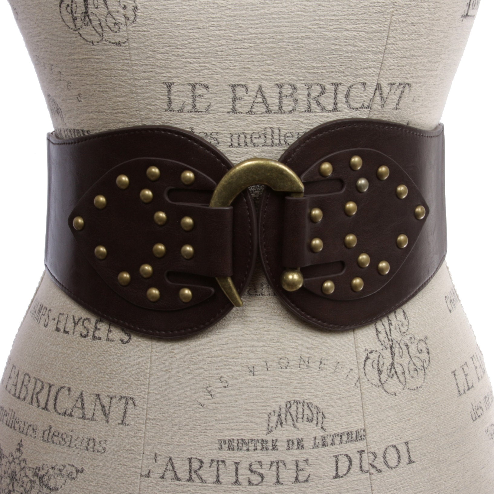 Women's 4" Wide High Waist Elastic Stretchy Studded Hook Belt - OnlineBelts