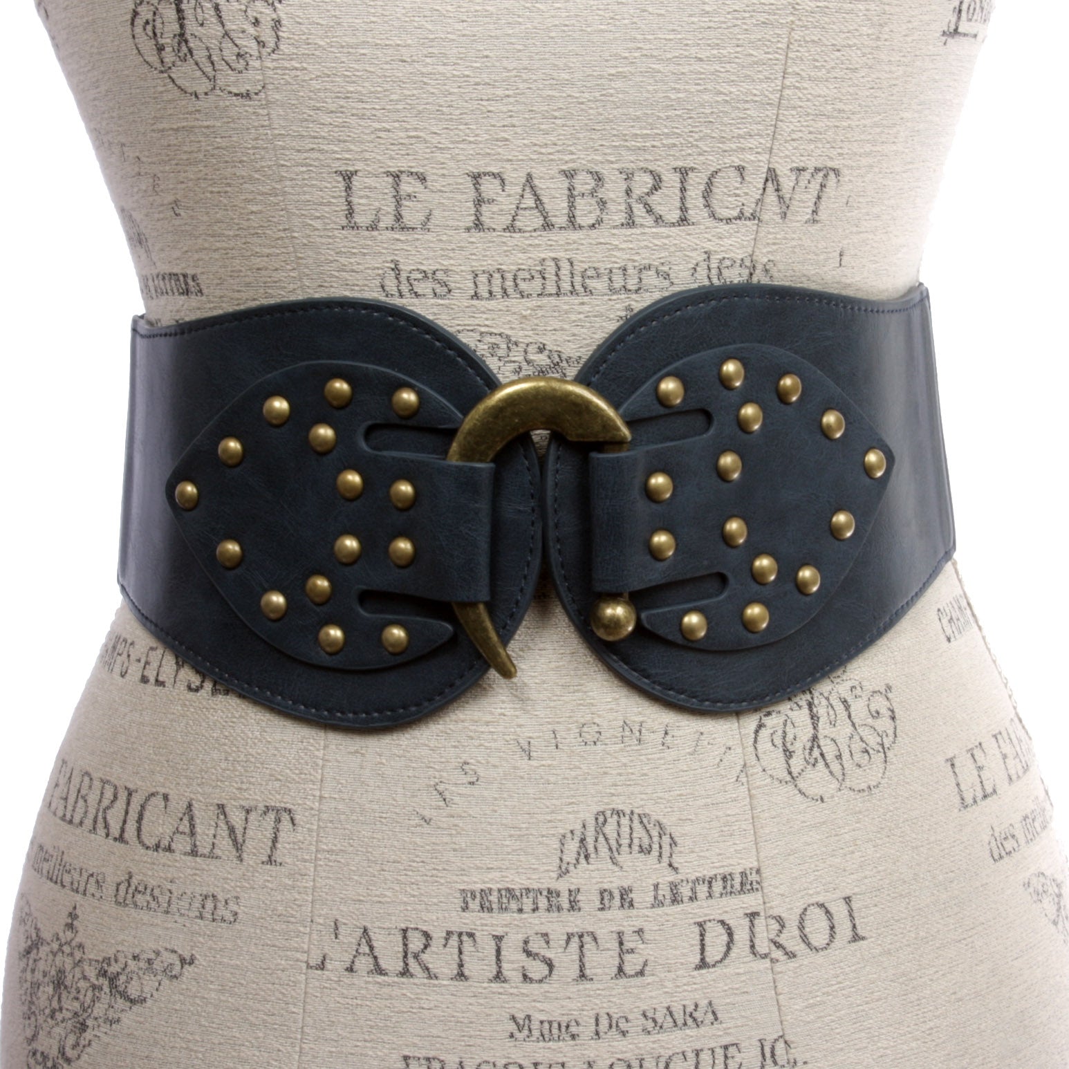 Women's 4" Wide High Waist Elastic Stretchy Studded Hook Belt - OnlineBelts