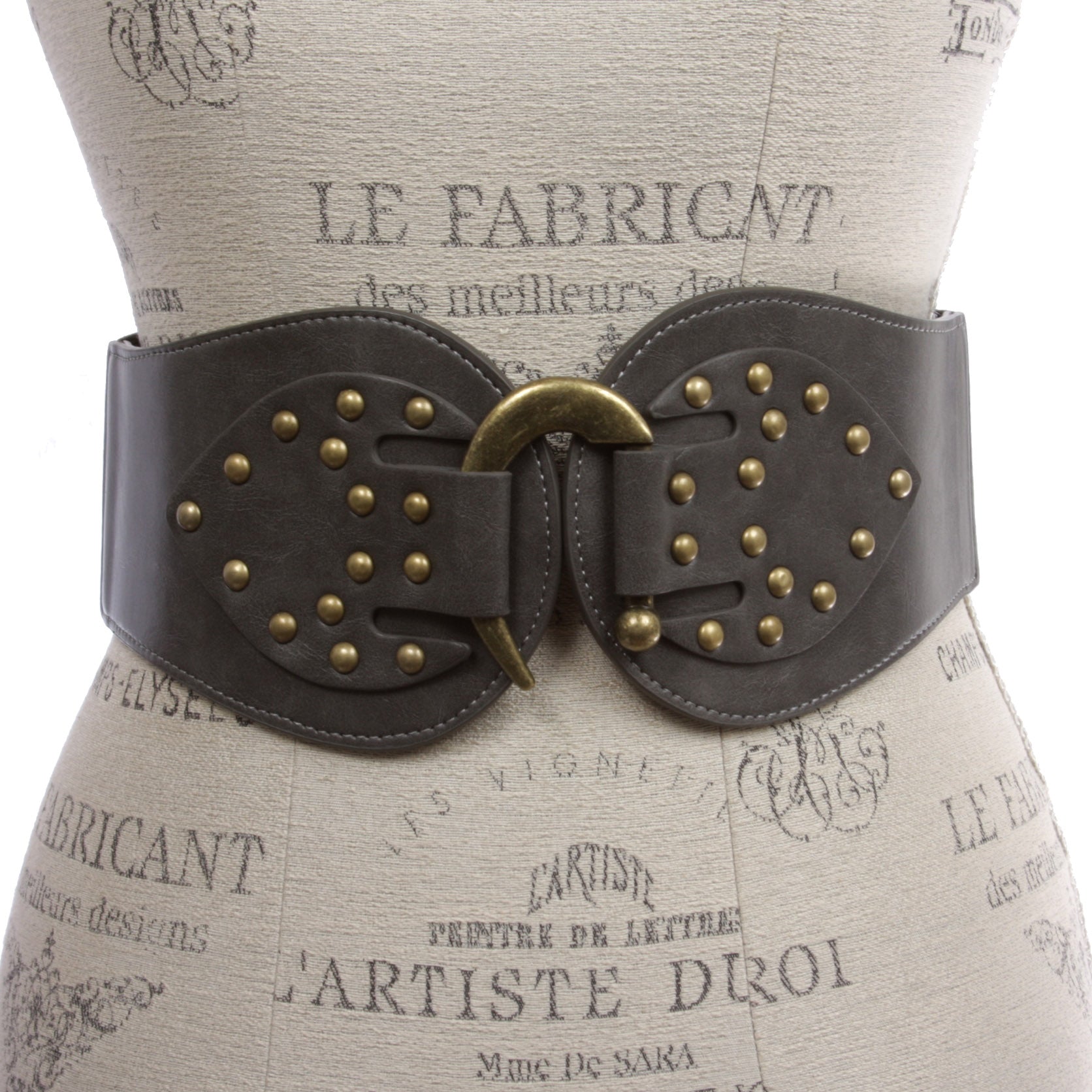 Women's 4" Wide High Waist Elastic Stretchy Studded Hook Belt - OnlineBelts