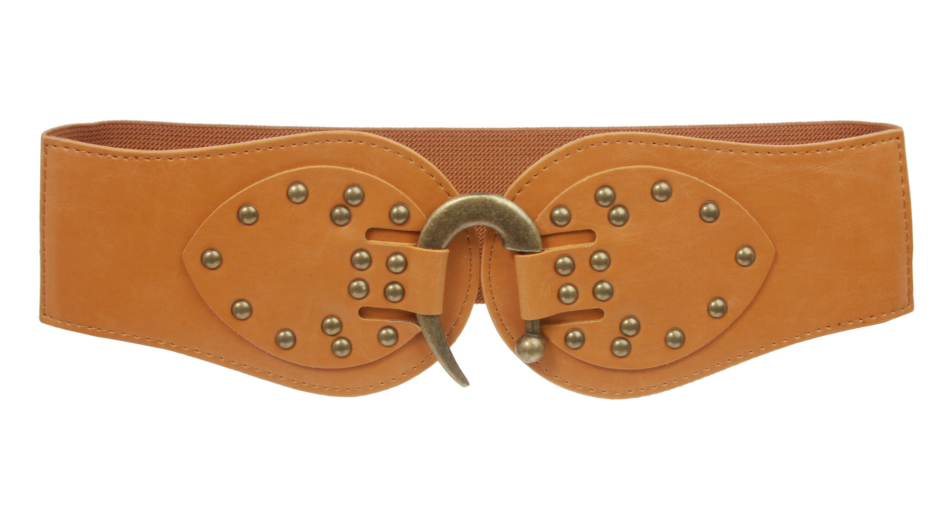 Women's 4" Wide High Waist Elastic Stretchy Studded Hook Belt - OnlineBelts