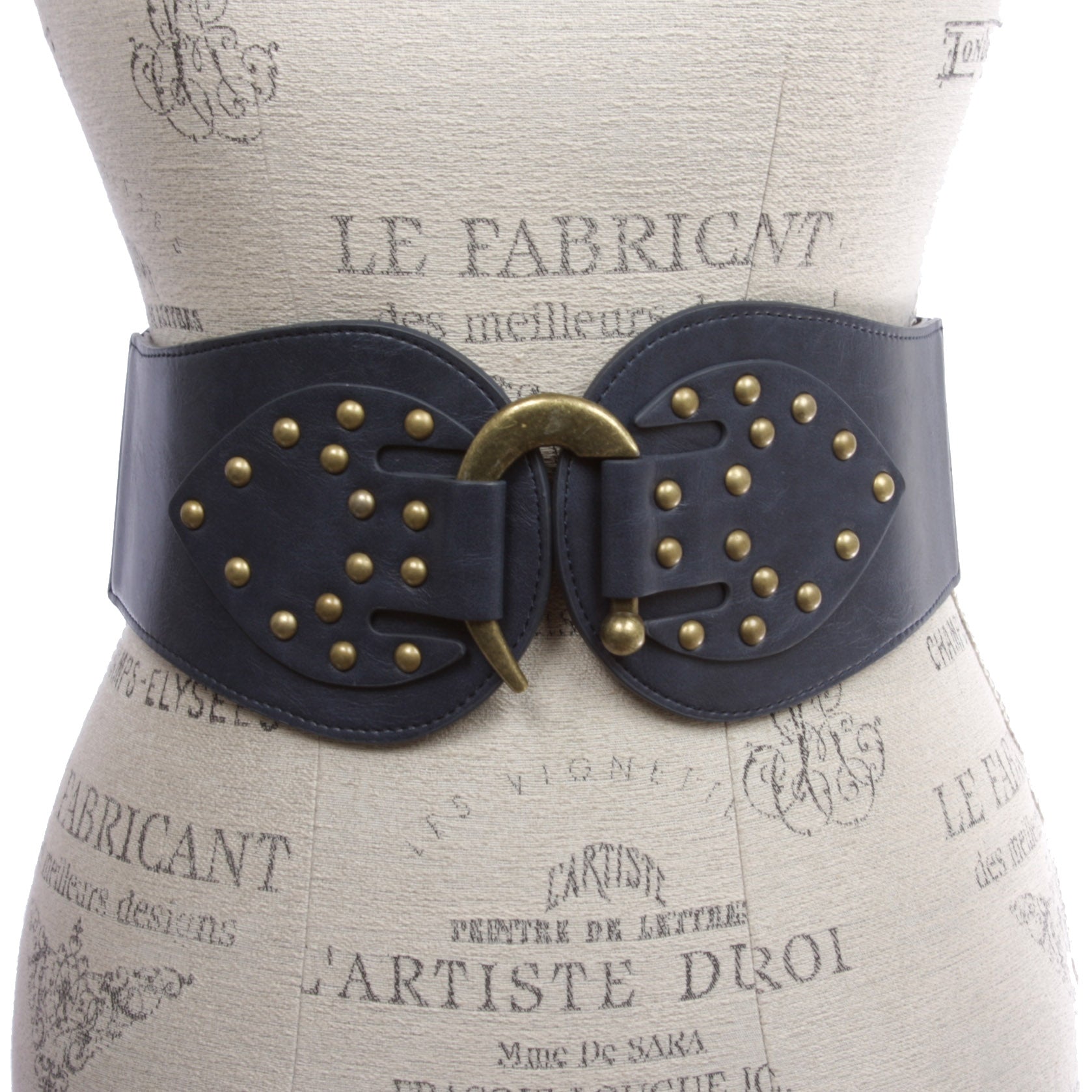 Women's 4" Wide High Waist Elastic Stretchy Studded Hook Belt - OnlineBelts