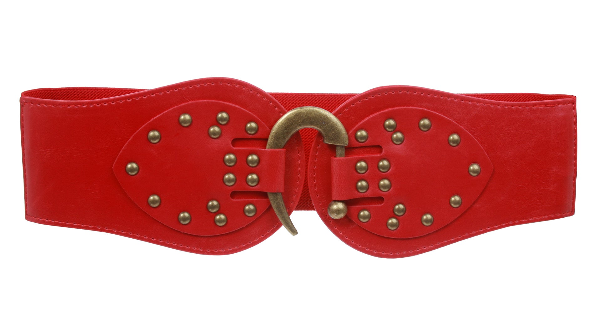 Women's 4" Wide High Waist Elastic Stretchy Studded Hook Belt - OnlineBelts