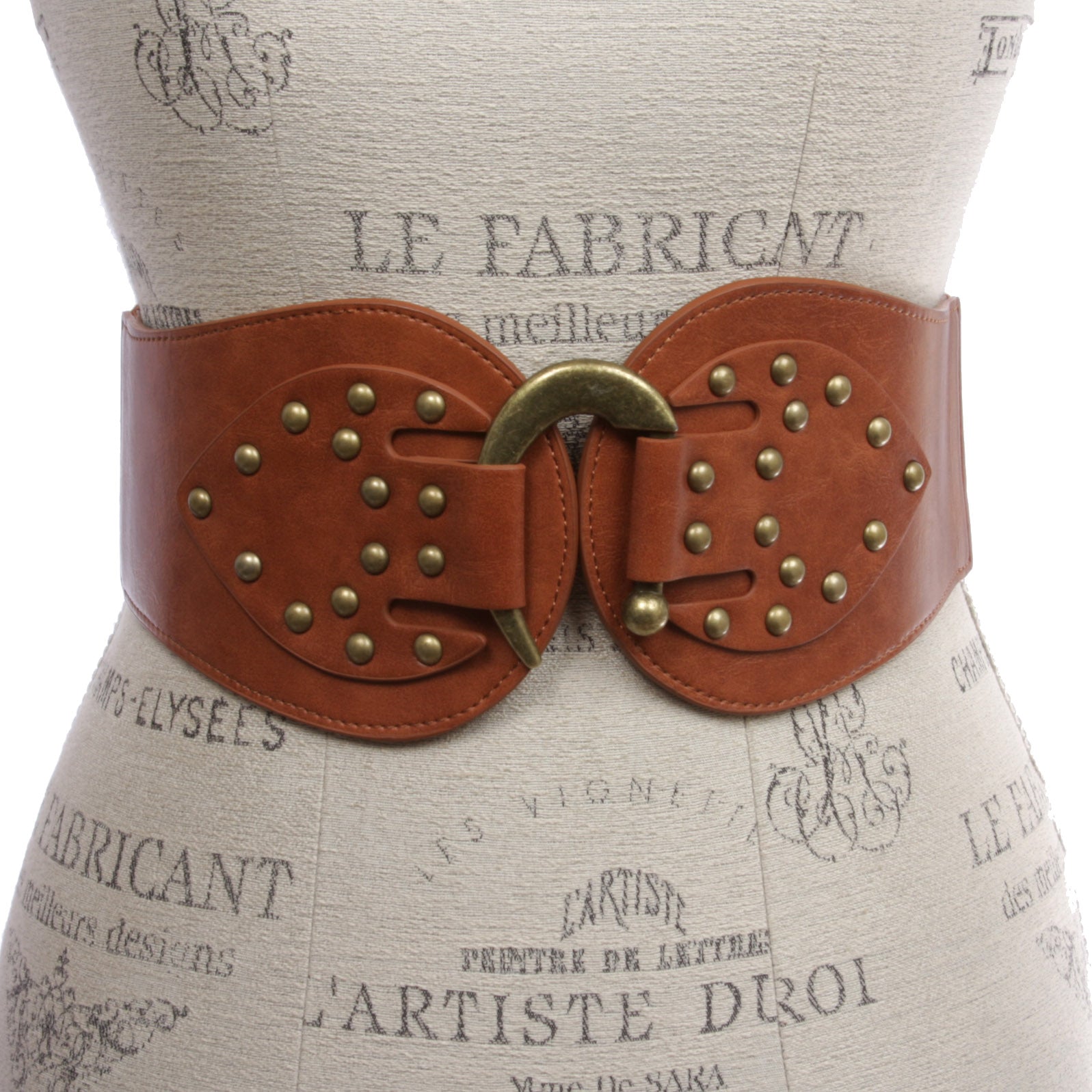 Women's 4" Wide High Waist Elastic Stretchy Studded Hook Belt - OnlineBelts