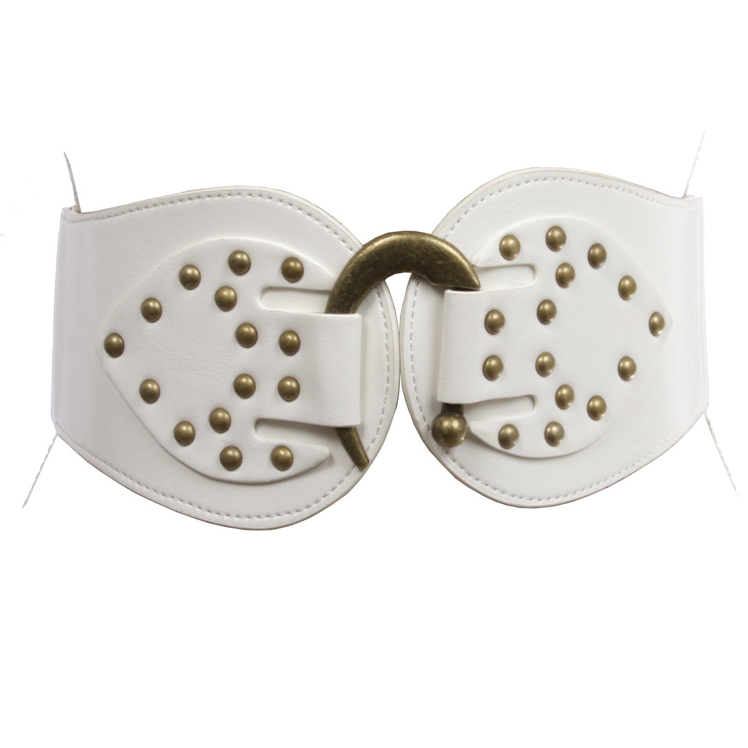 Women's 4" Wide High Waist Elastic Stretchy Studded Hook Belt - OnlineBelts