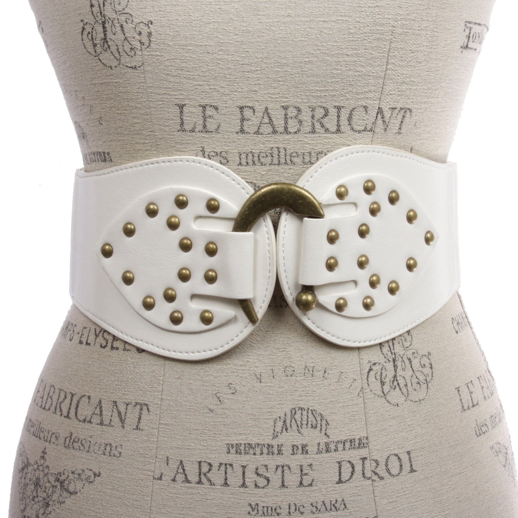 Women's 4" Wide High Waist Elastic Stretchy Studded Hook Belt - OnlineBelts