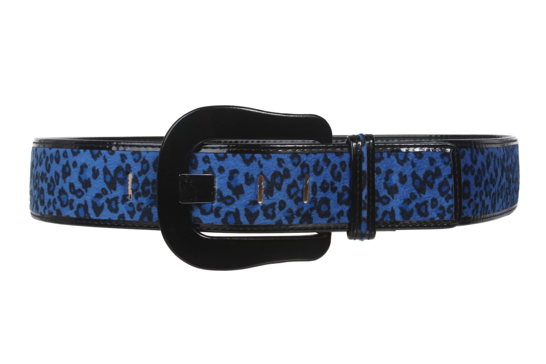 Women"s 1 7/8" Wide High Waist Patent Leather Faux Leopard Fur Belt - OnlineBelts