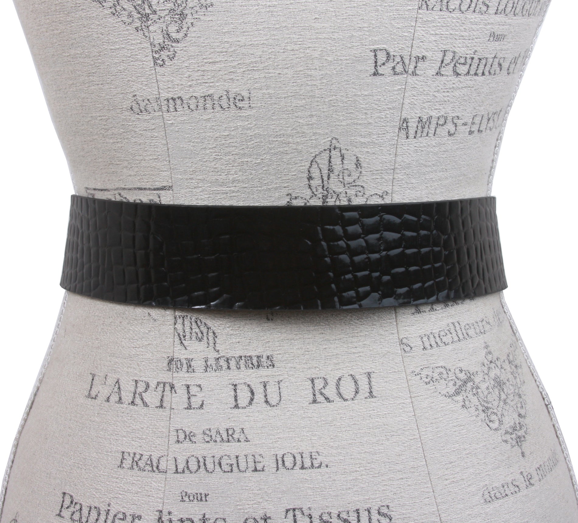 Ladies Croco Print Western Buckle Patent Leather Wide Fashion Belt - OnlineBelts