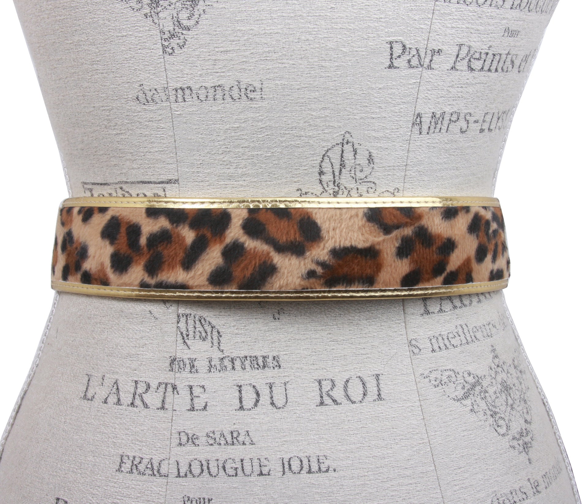Women's Patent Leather Leopard Print Animal Fur Fashion Belt