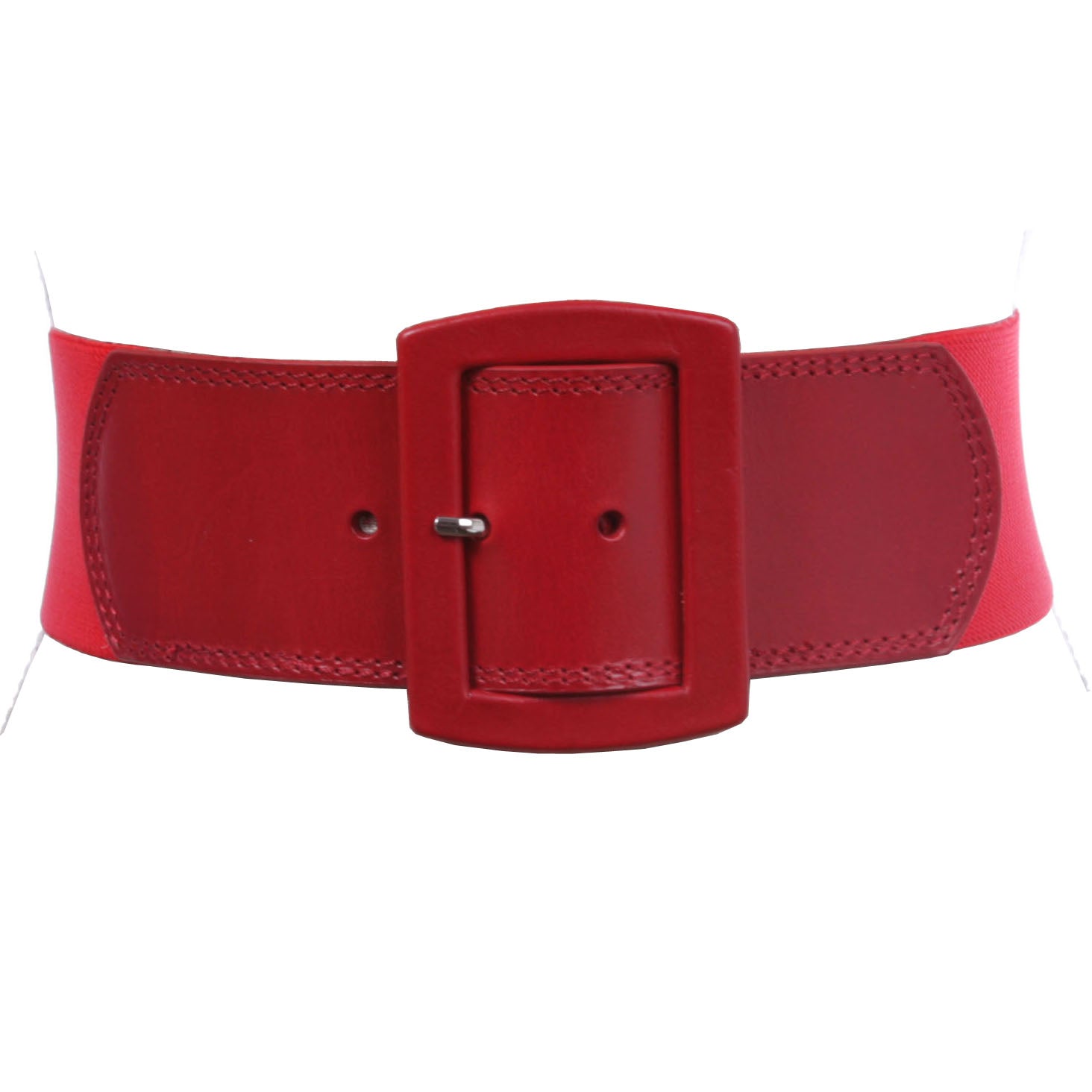 Women's 2 1/2" (64 mm) Wide Elastic High Waist Leather Stretch Belt - OnlineBelts