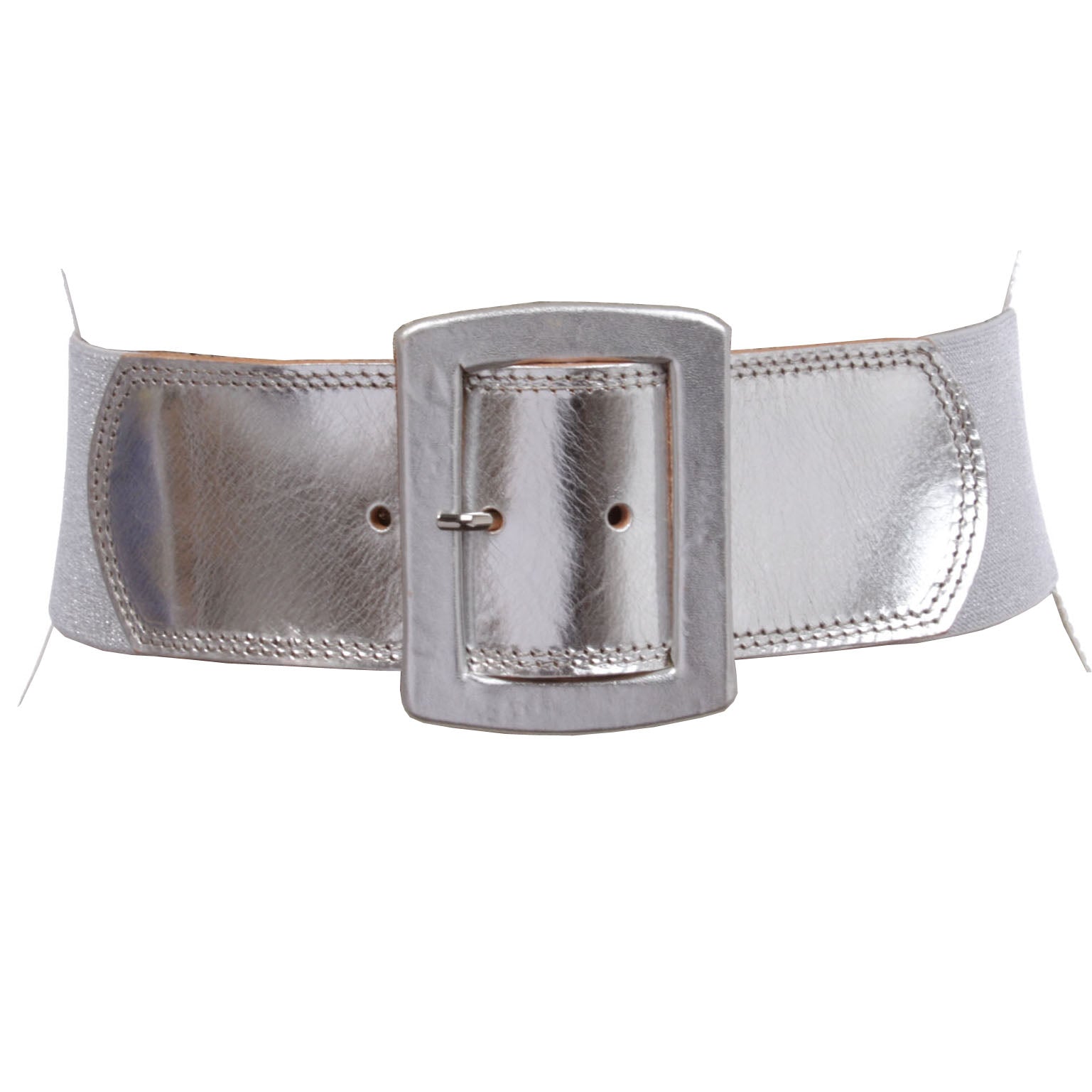 Women's 2 1/2" (64 mm) Wide Elastic High Waist Leather Stretch Belt - OnlineBelts