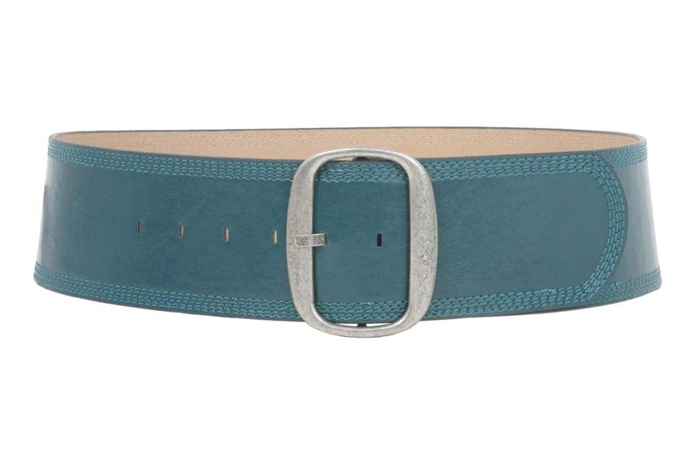 Women's 3" (75 mm) Wide Oval Tone-on-tone Stitching Edged Contour Belt - OnlineBelts