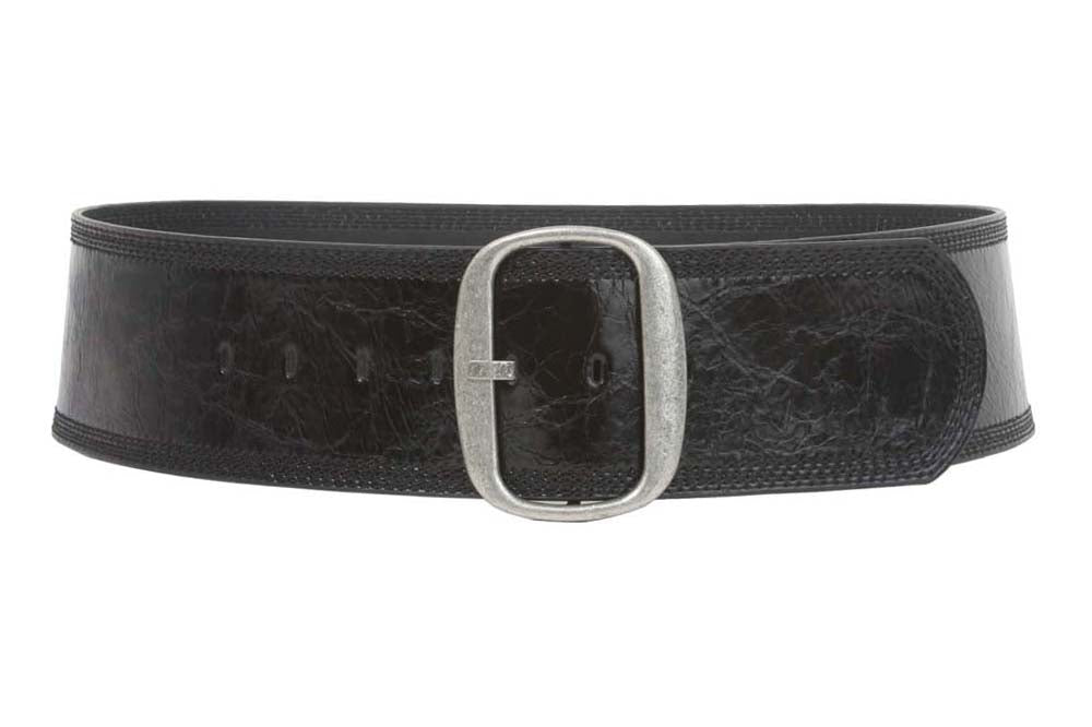Women's 3" (75 mm) Wide Oval Tone-on-tone Stitching Edged Contour Belt - OnlineBelts