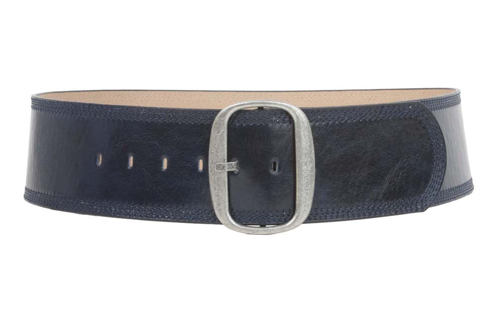 Women's 3" (75 mm) Wide Oval Tone-on-tone Stitching Edged Contour Belt - OnlineBelts