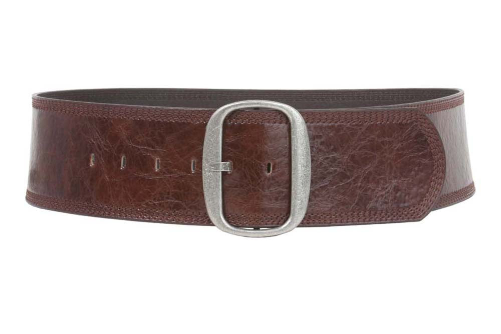 Women's 3" (75 mm) Wide Oval Tone-on-tone Stitching Edged Contour Belt - OnlineBelts