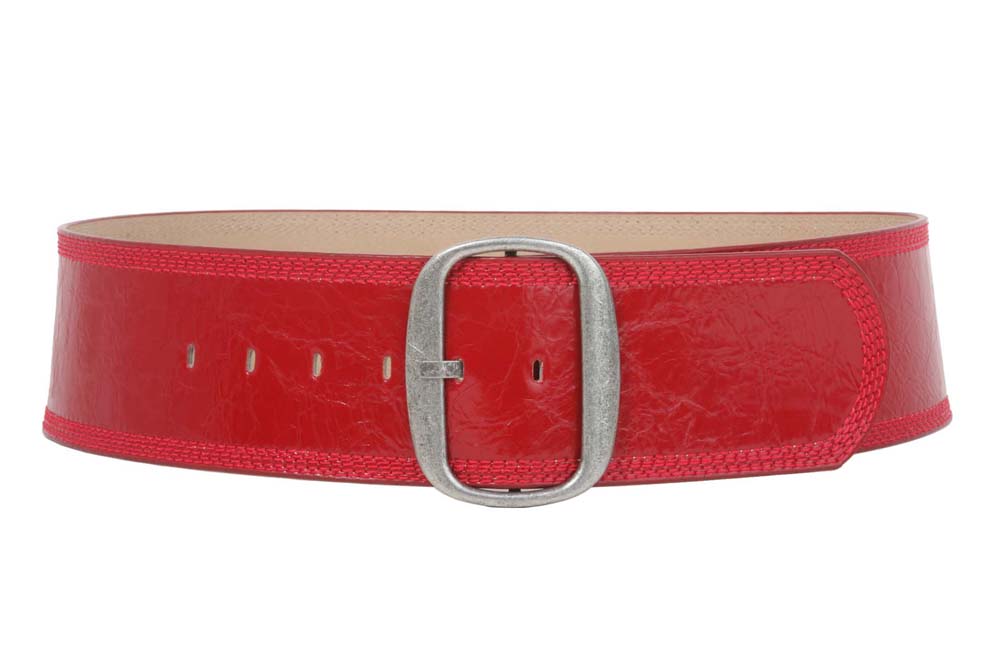 Women's 3" (75 mm) Wide Oval Tone-on-tone Stitching Edged Contour Belt - OnlineBelts