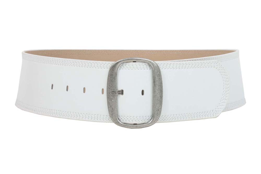 Women's 3" (75 mm) Wide Oval Tone-on-tone Stitching Edged Contour Belt - OnlineBelts