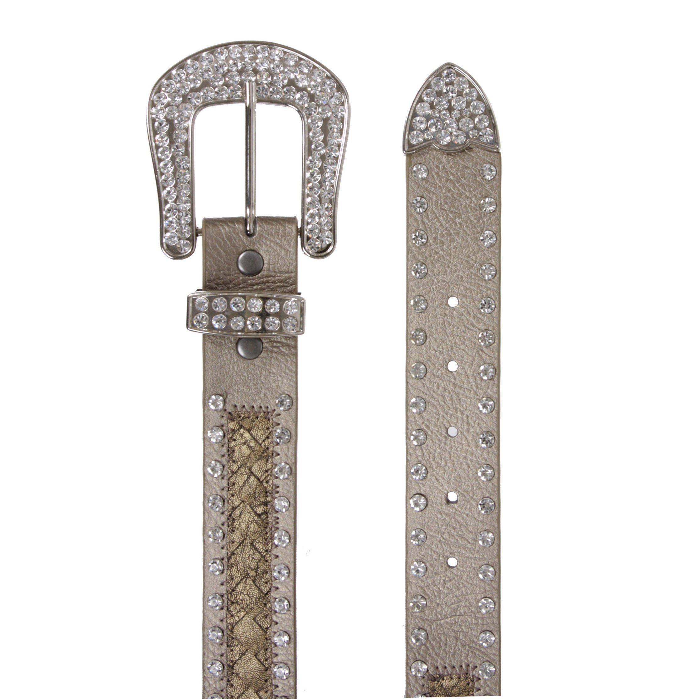 Western Snap On Rhinestone Braided Leather Belt - OnlineBelts