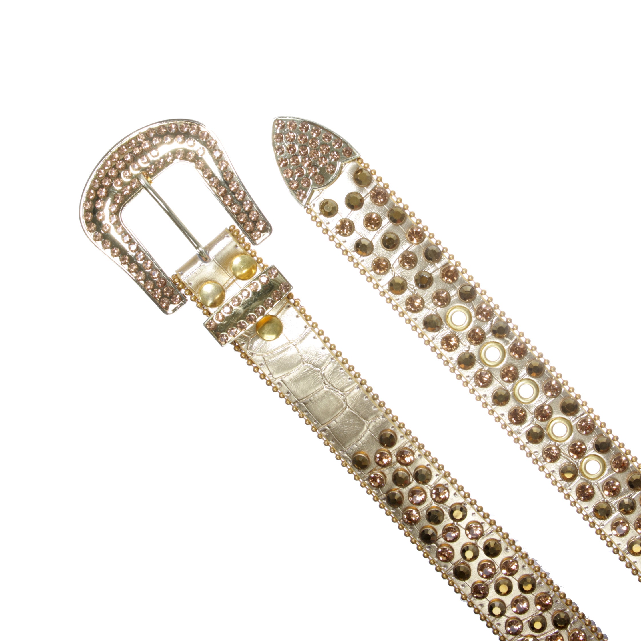 Cowboy Cowgirl Classic Western Rhinestone Bling Studded Diamond Leather Belt - OnlineBelts