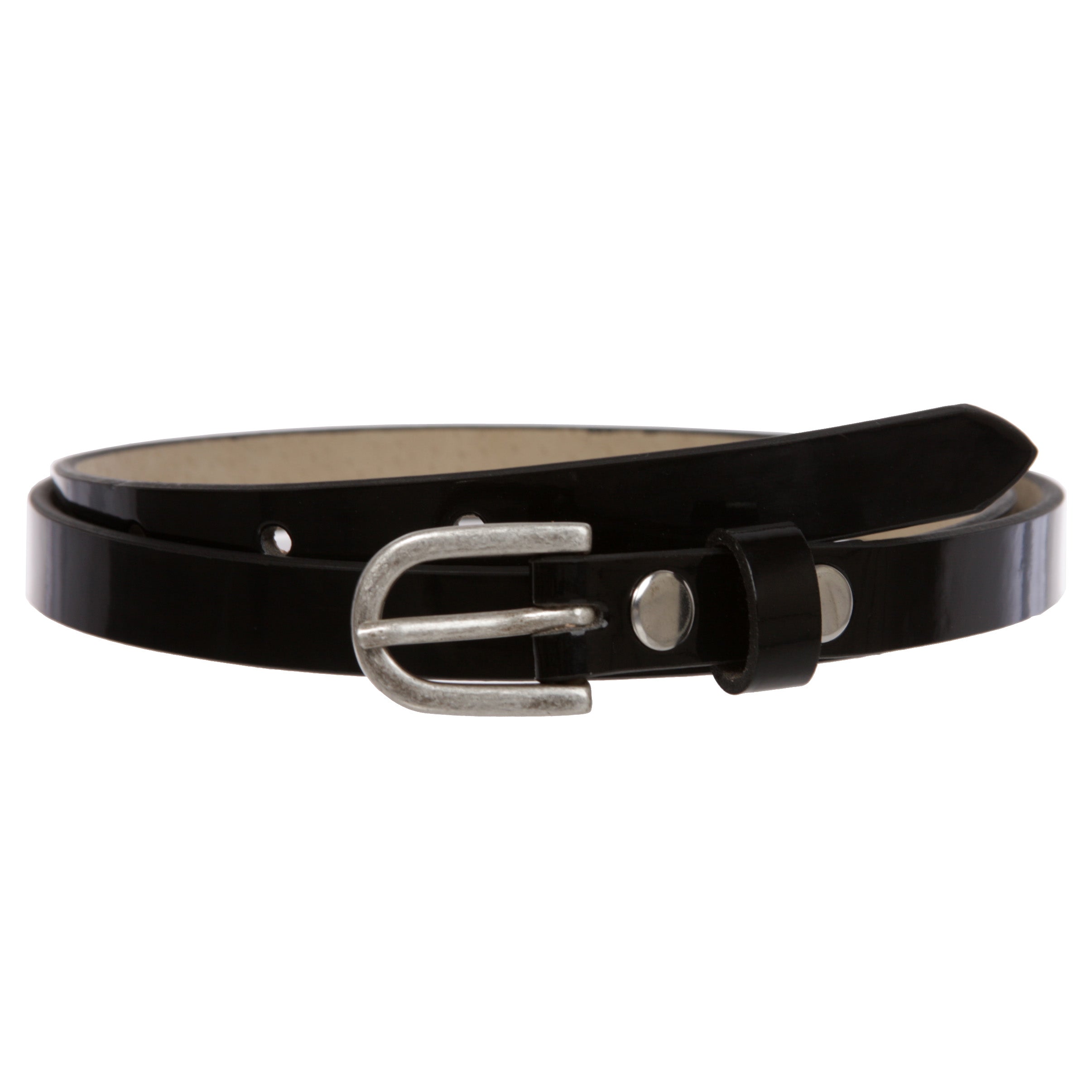 1/2" (14 mm) Women's Snap On Skinny Patent Leatherette Belt - OnlineBelts