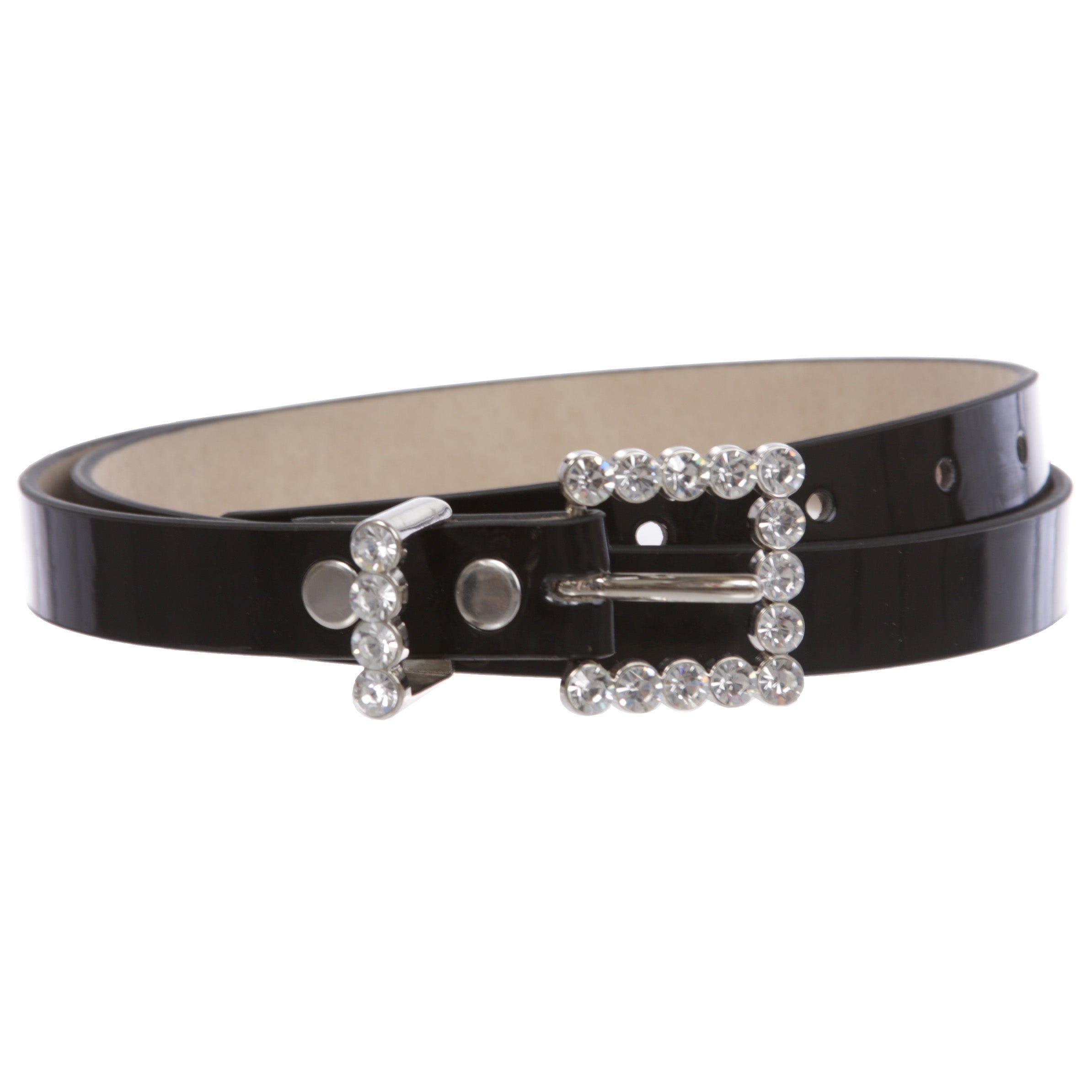Women's Rhinestone Skinny Patent Non Leather Dress Belt - OnlineBelts