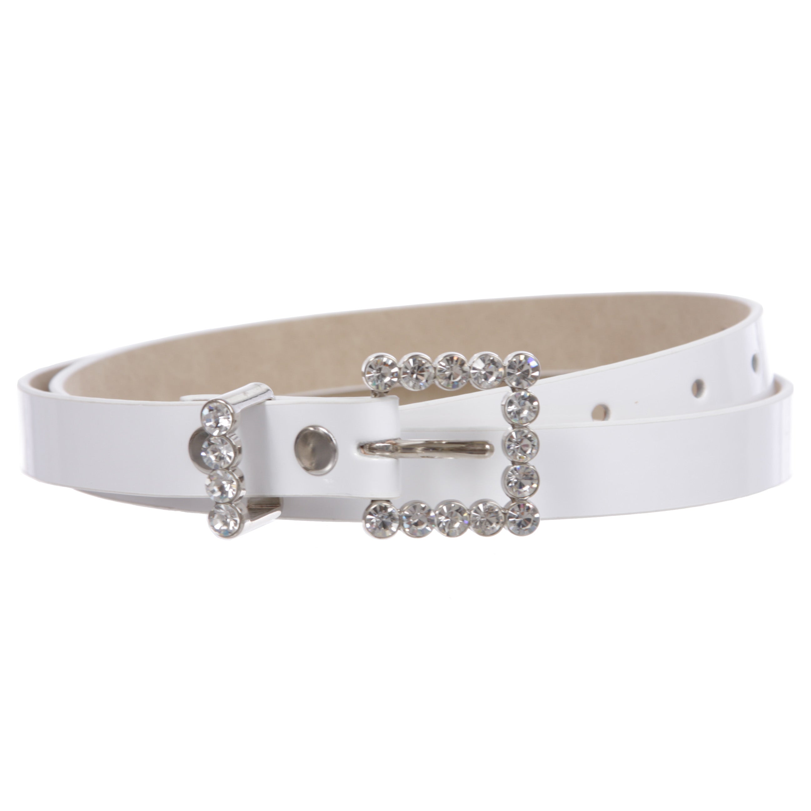 Women's Rhinestone Skinny Patent Non Leather Dress Belt - OnlineBelts