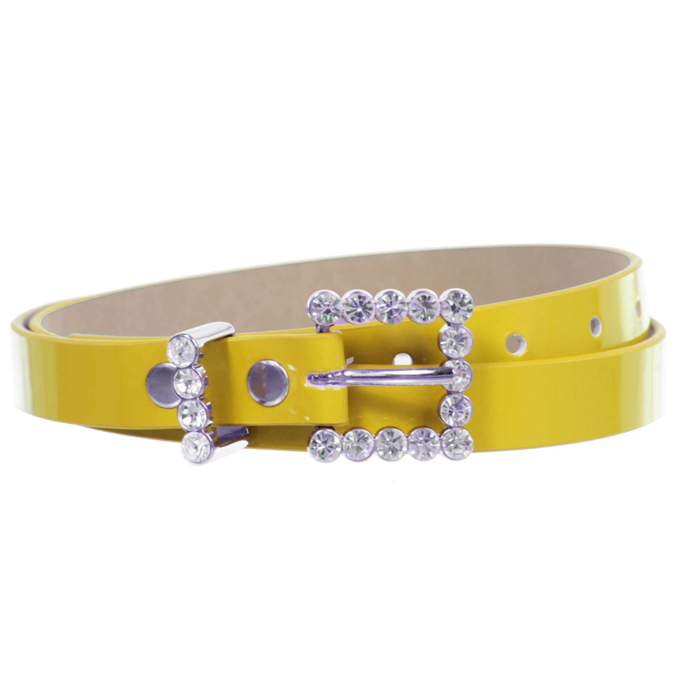 Women's Rhinestone Skinny Patent Non Leather Dress Belt - OnlineBelts