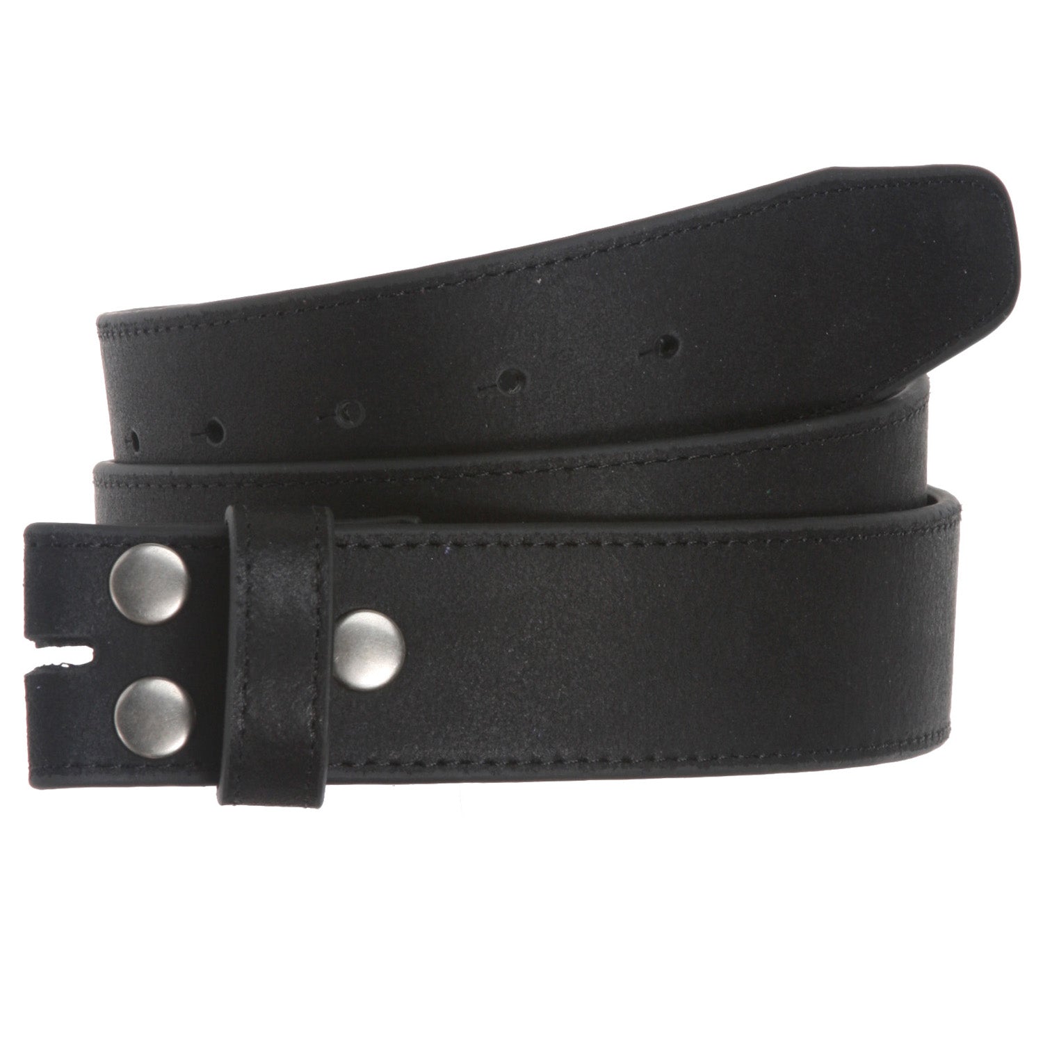 1 1/2" (40mm) Snap On Stitching-Edged Leather Belt Strap - OnlineBelts