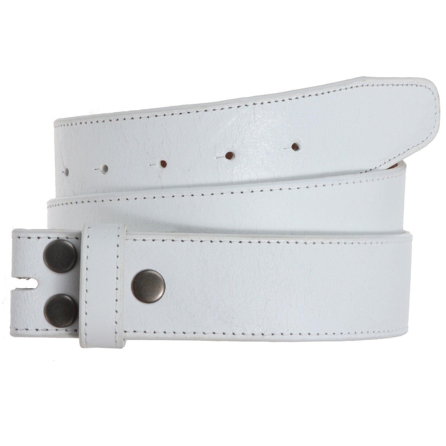 1 1/2" (40mm) Snap On Stitching-Edged Leather Belt Strap - OnlineBelts
